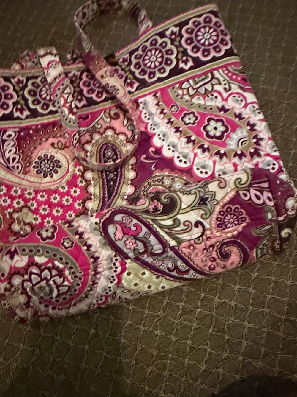 Vera Bradley Pink Paisley Quilted Tote with Floral Trim - Picture 5 of 8